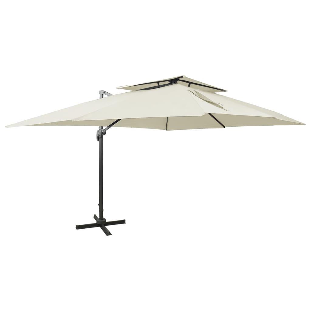 vidaXL Cantilever Garden Parasol with Double Top Sand 400x300 cm