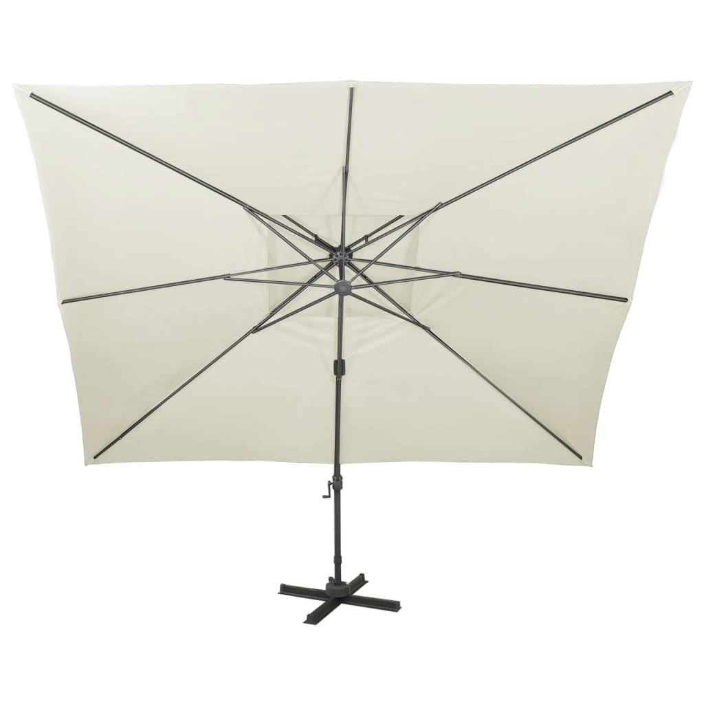 vidaXL Cantilever Garden Parasol with Double Top Sand 400x300 cm