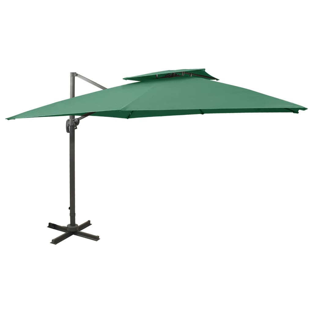 vidaXL Cantilever Garden Parasol with Double Top 300x300 cm Green