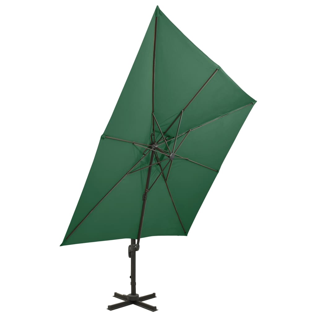 vidaXL Cantilever Garden Parasol with Double Top 300x300 cm Green