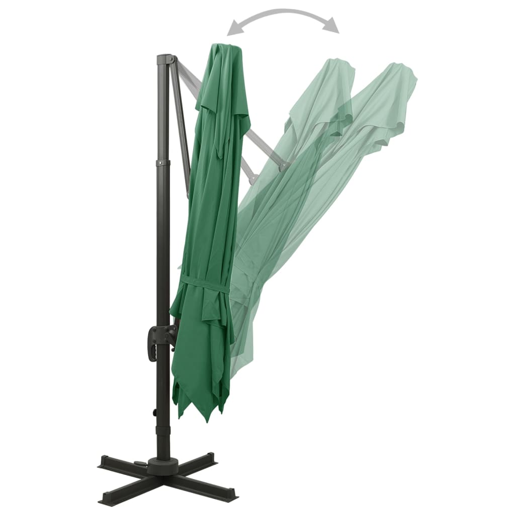 vidaXL Cantilever Garden Parasol with Double Top 300x300 cm Green