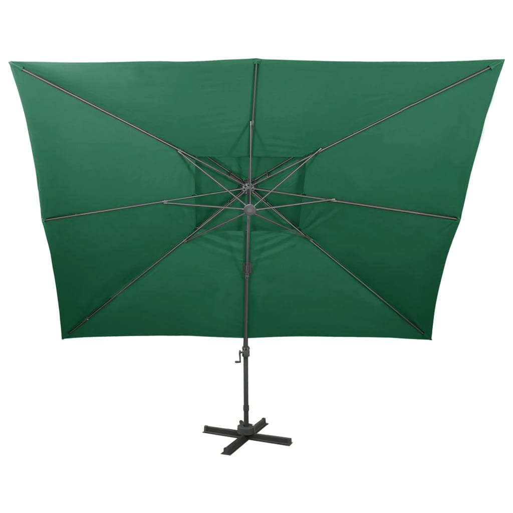 vidaXL Cantilever Garden Parasol with Double Top Green 400x300 cm