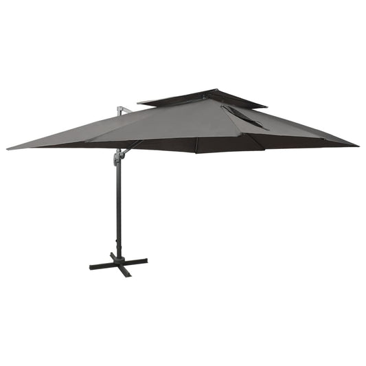 vidaXL Cantilever Garden Parasol with Double Top Anthracite 400x300 cm