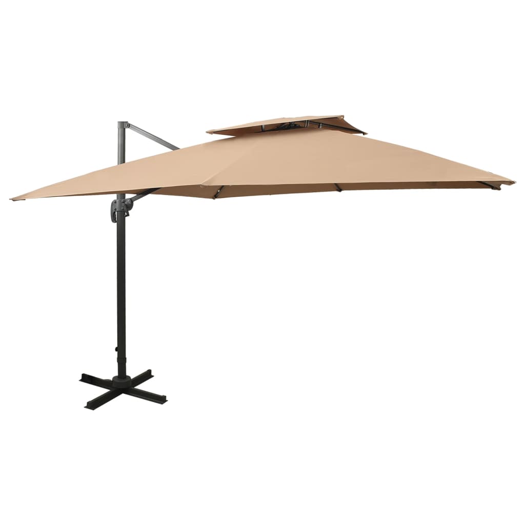 vidaXL Cantilever Garden Parasol with Double Top 300x300 cm Taupe