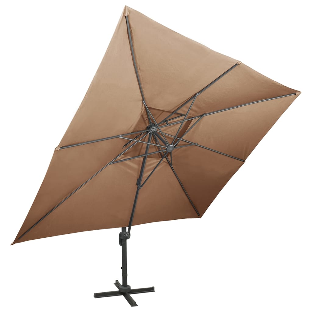 vidaXL Cantilever Garden Parasol with Double Top Taupe 400x300 cm