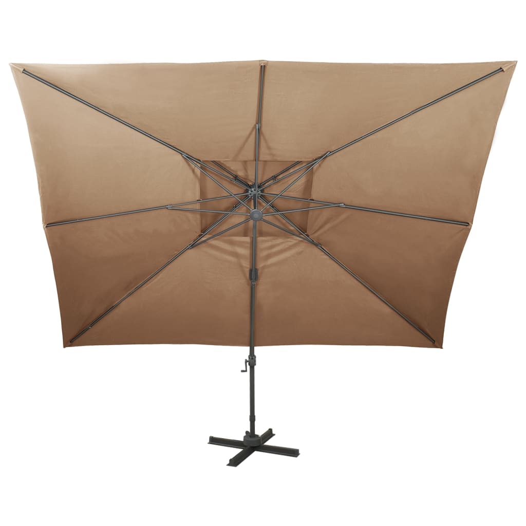 vidaXL Cantilever Garden Parasol with Double Top Taupe 400x300 cm