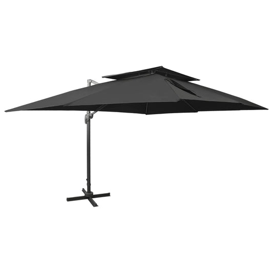 vidaXL Cantilever Garden Parasol with Double Top Black 400x300 cm