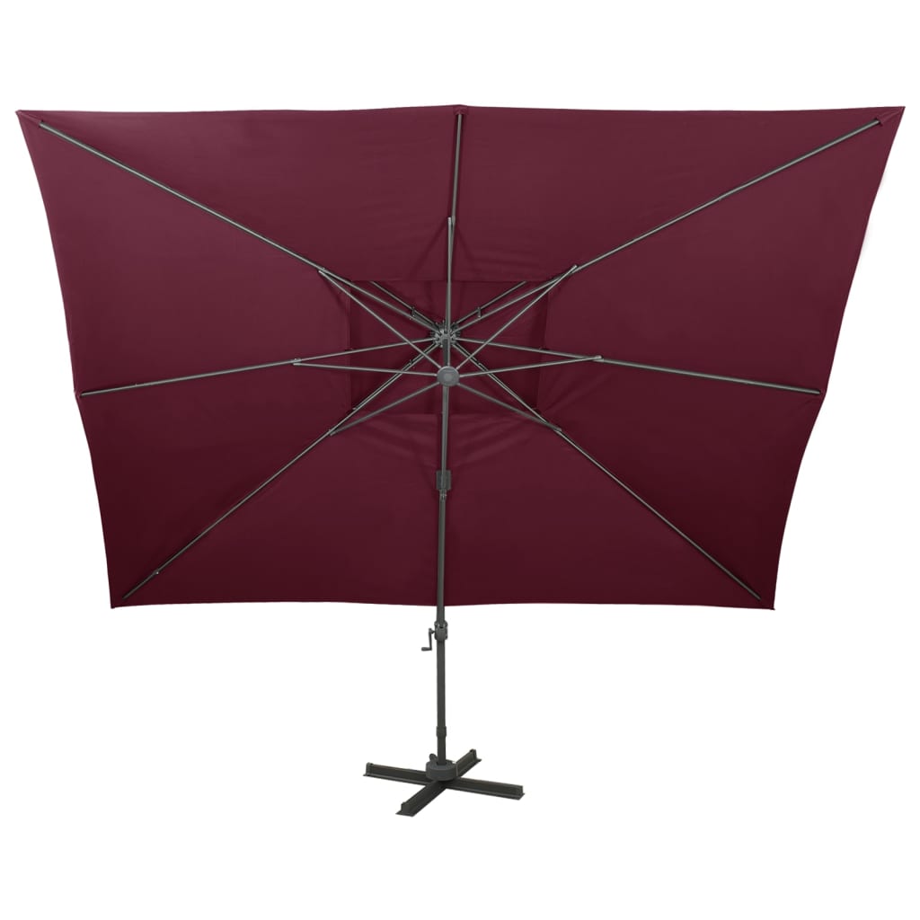 vidaXL Cantilever Garden Parasol with Double Top Bordeaux Red 400x300 cm