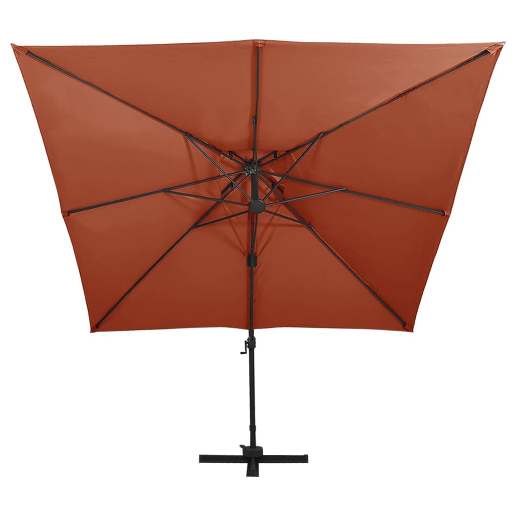 vidaXL Cantilever Garden Parasol with Double Top 300x300 cm Terracotta