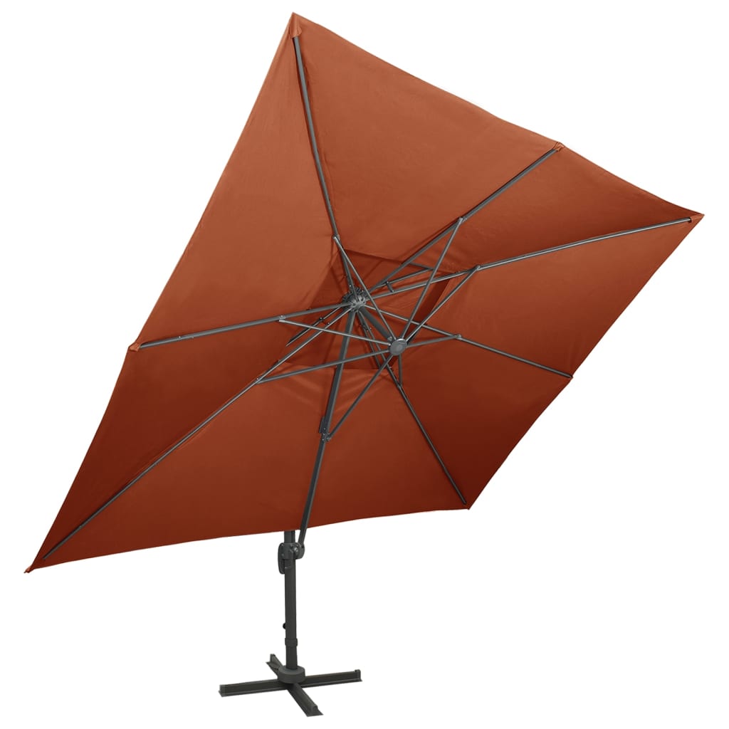 vidaXL Cantilever Garden Parasol with Double Top Terracotta 400x300 cm