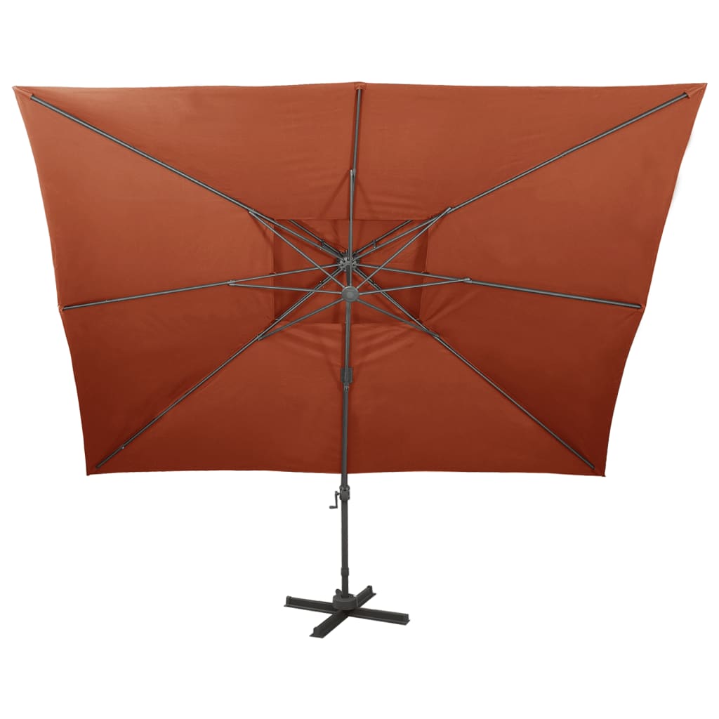 vidaXL Cantilever Garden Parasol with Double Top Terracotta 400x300 cm