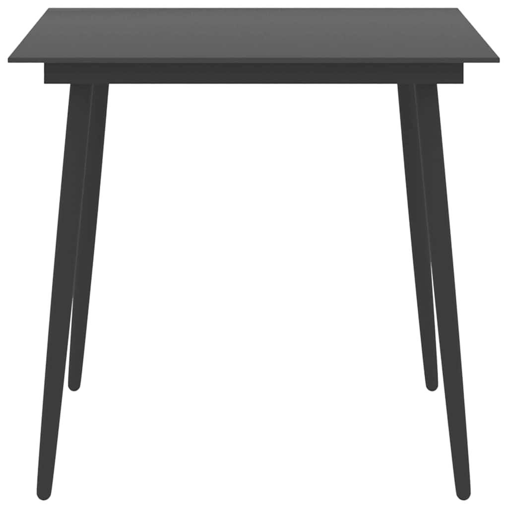 313114 vidaXL Garden Dining Table Black 80x80x74 cm Steel and Glass