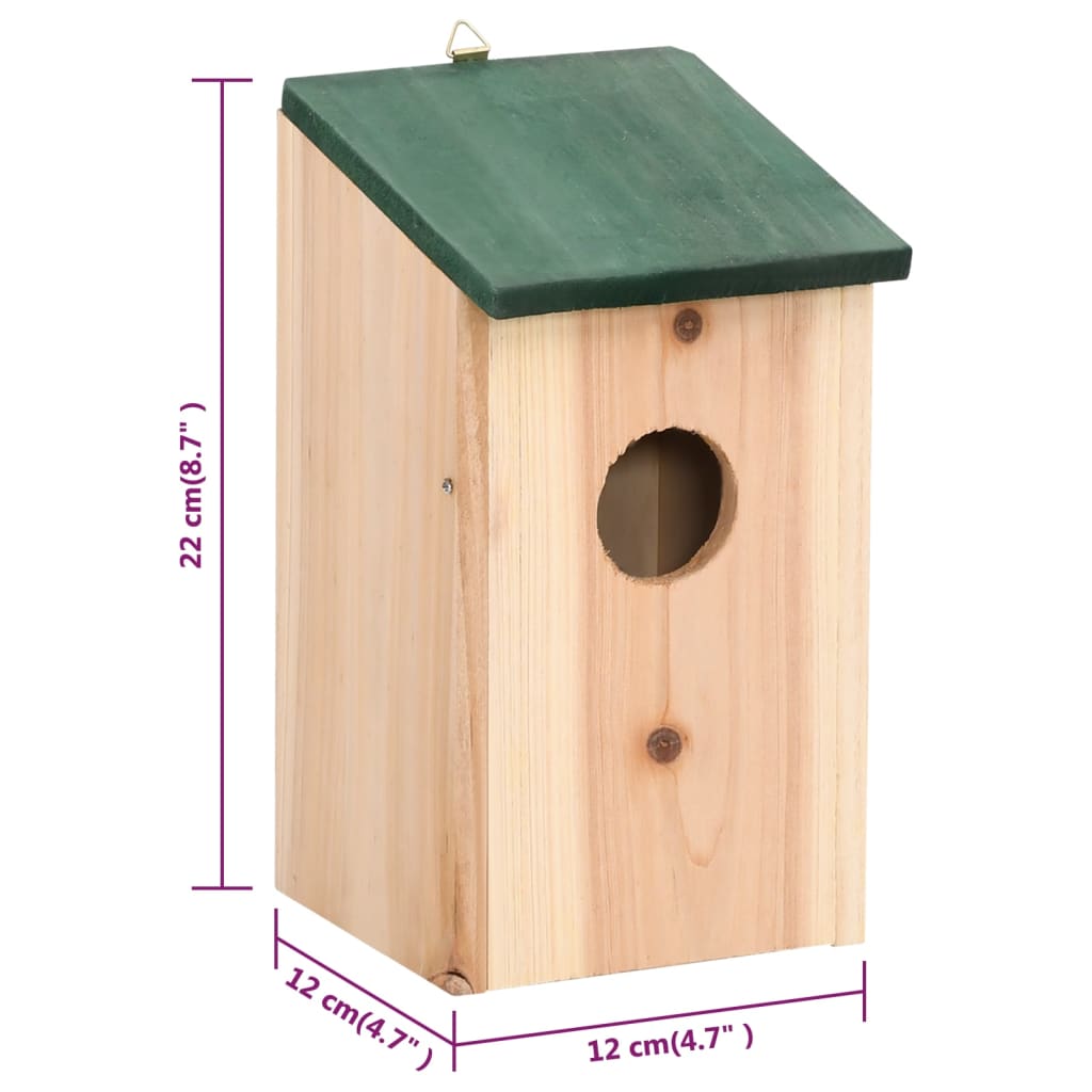 vidaXL Bird Houses 10 pcs Solid Firwood 12x12x22 cm