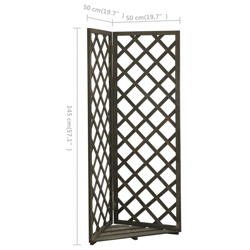 vidaXL Corner Trellis Planter Grey 50x50x145 cm Solid Firwood