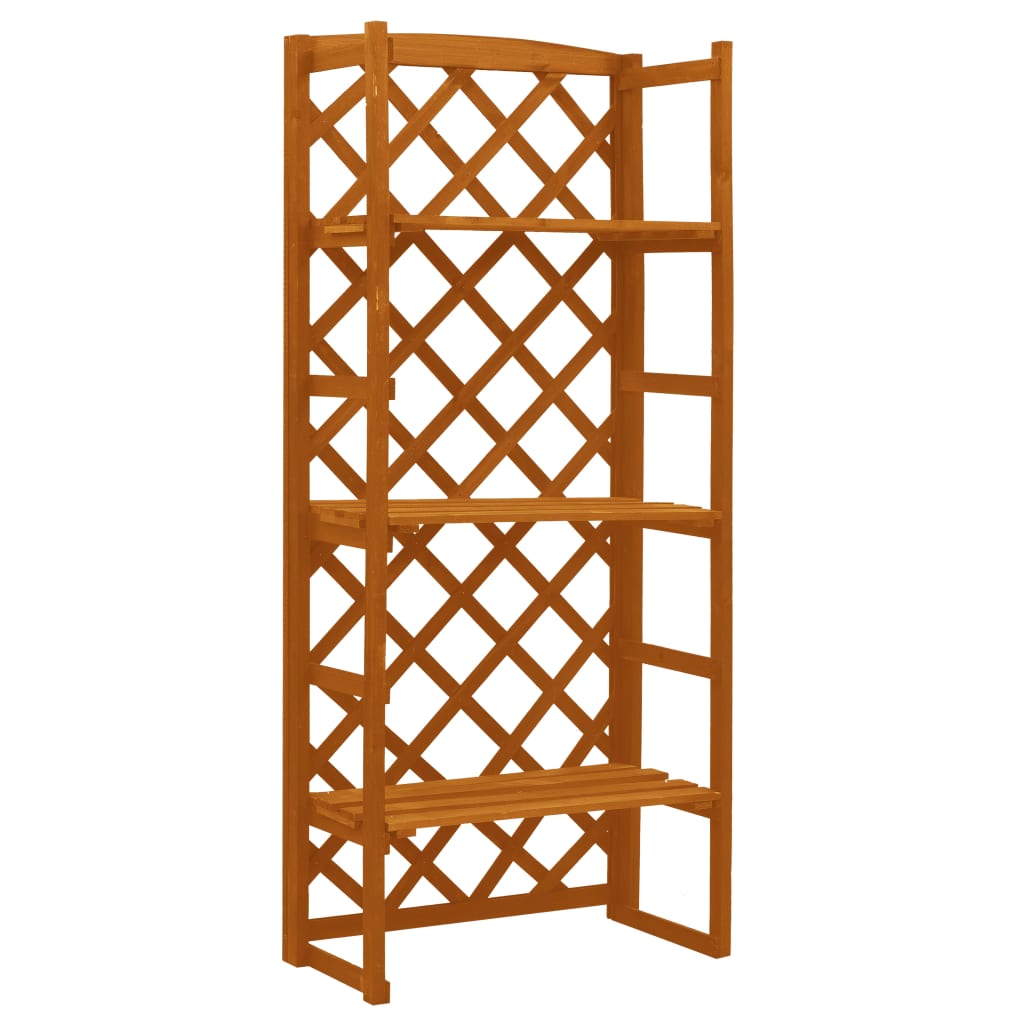 vidaXL Garden Trellis Planter with Shelves Orange 60x30x140 cm Solid Firwood