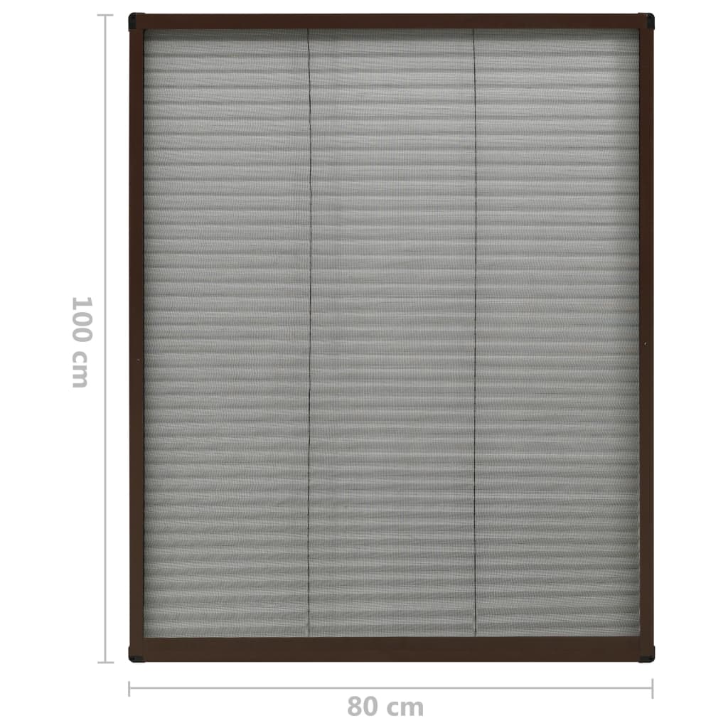 vidaXL Plisse Insect Screen for Windows Aluminium Brown 80x100 cm