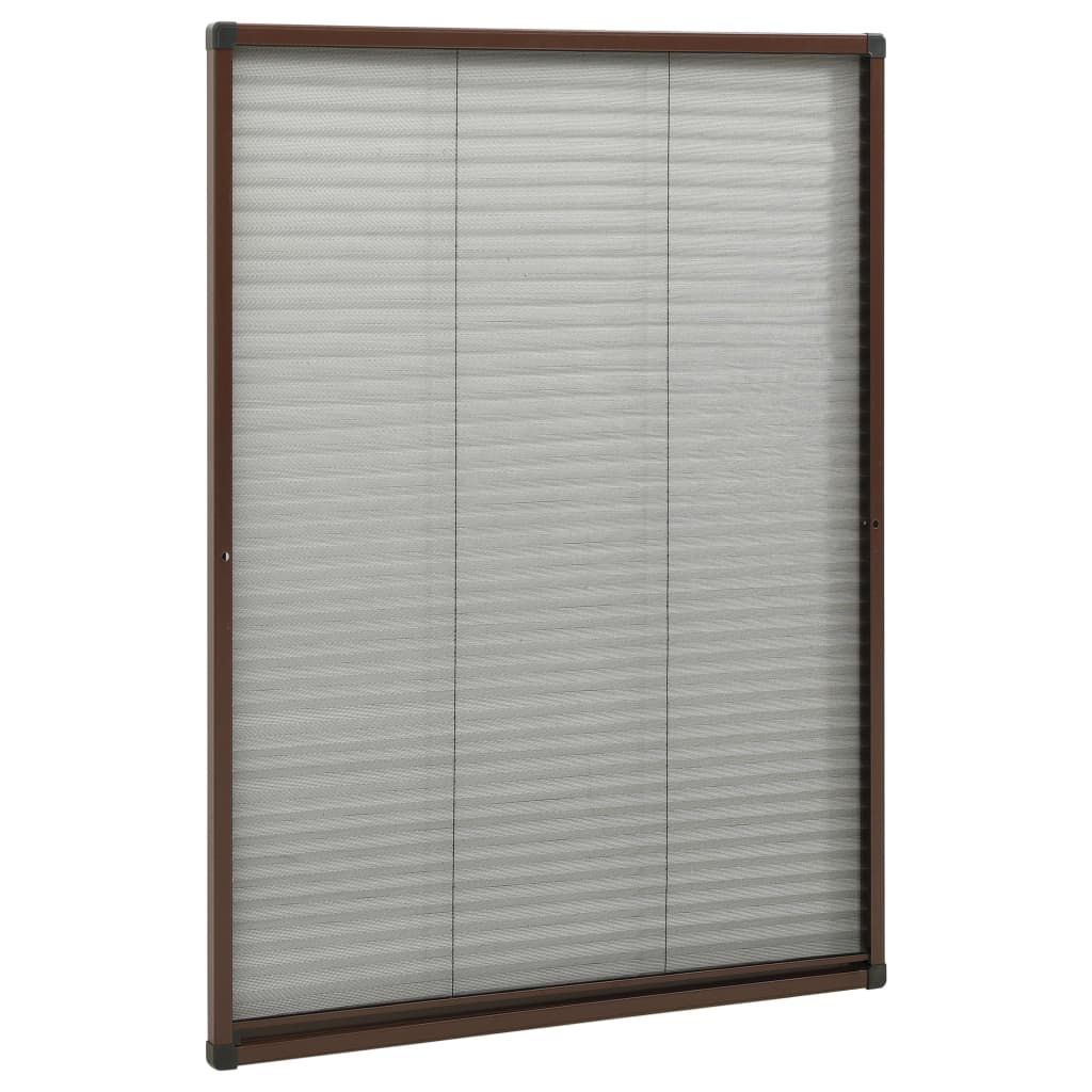 148655 vidaXL Plisse Insect Screen for Windows Aluminium Brown 80x120 cm