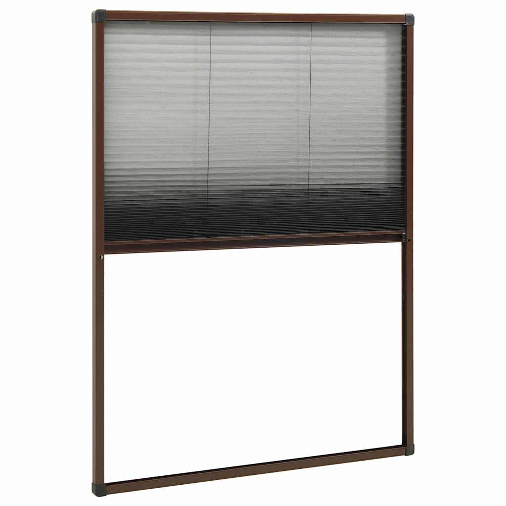 148655 vidaXL Plisse Insect Screen for Windows Aluminium Brown 80x120 cm
