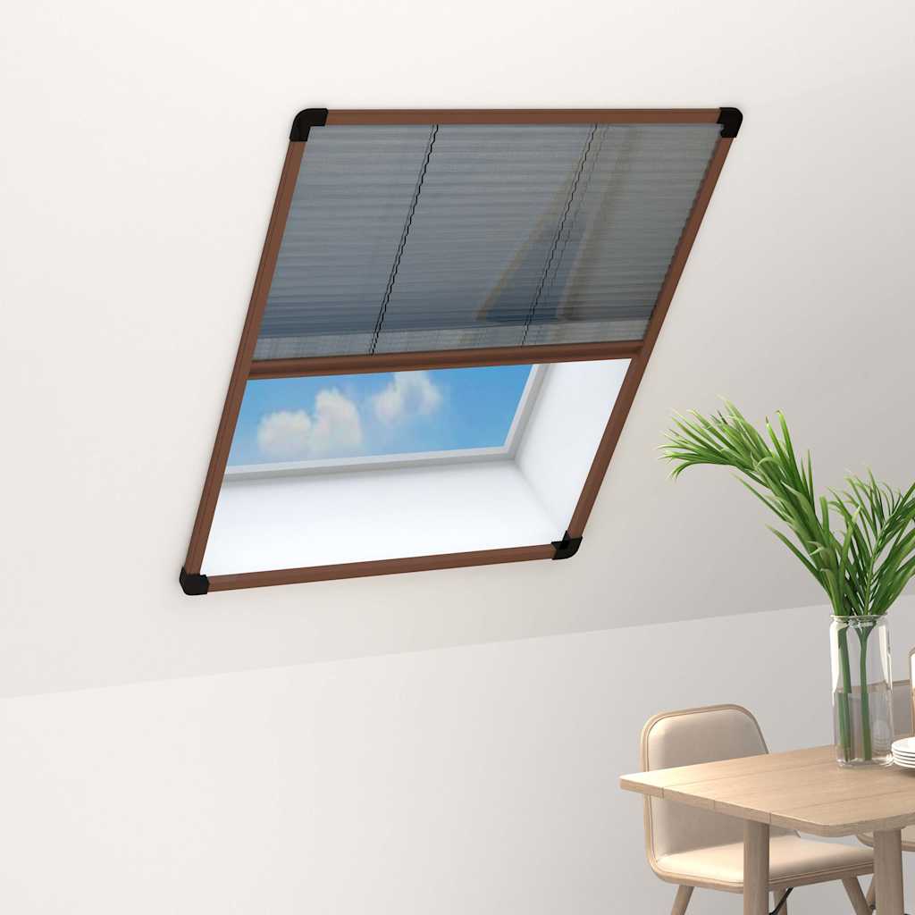 148655 vidaXL Plisse Insect Screen for Windows Aluminium Brown 80x120 cm