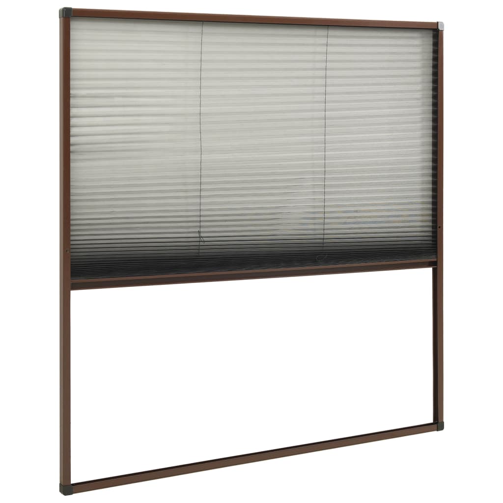 Plisse Insect Screen for Windows Aluminium Brown 120x120 cm