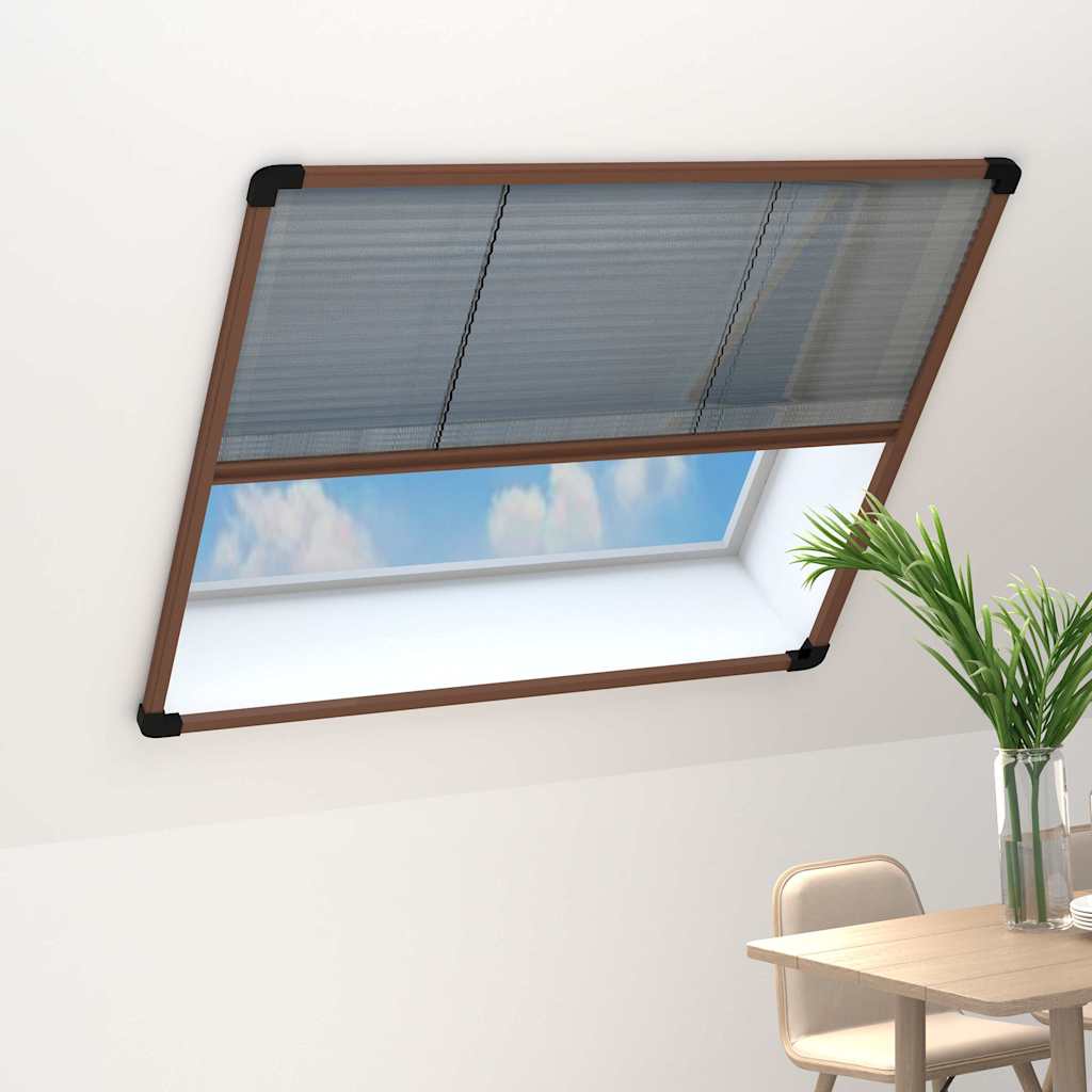 148656 vidaXL Plisse Insect Screen for Windows Aluminium Brown 120x120 cm