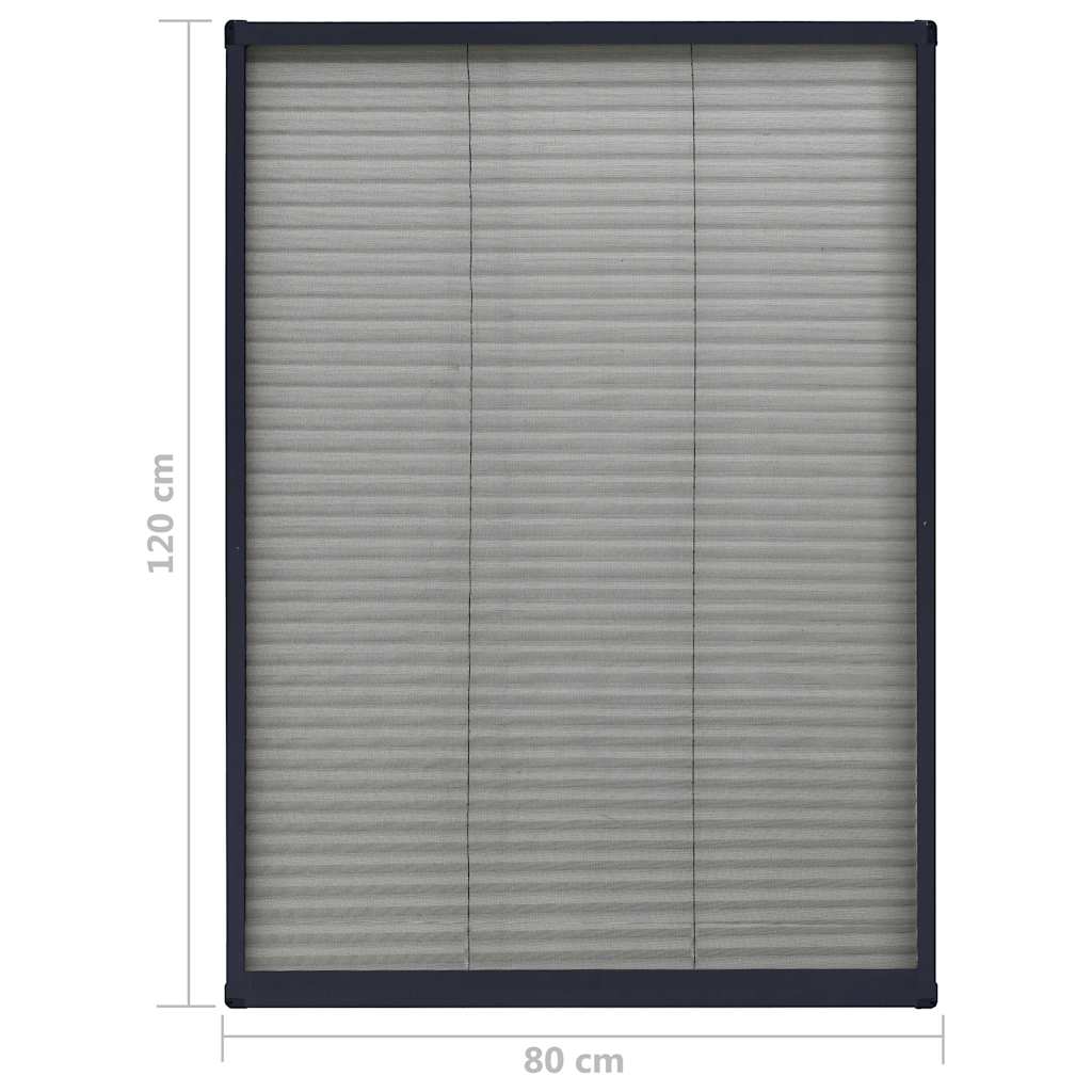 148665 vidaXL Plisse Insect Screen for Windows Aluminium Anthracite 80x120 cm