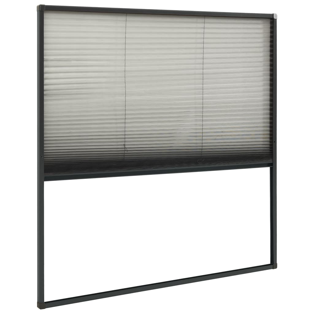 Plisse Insect Screen for Windows Aluminium Anthracite 120x120cm