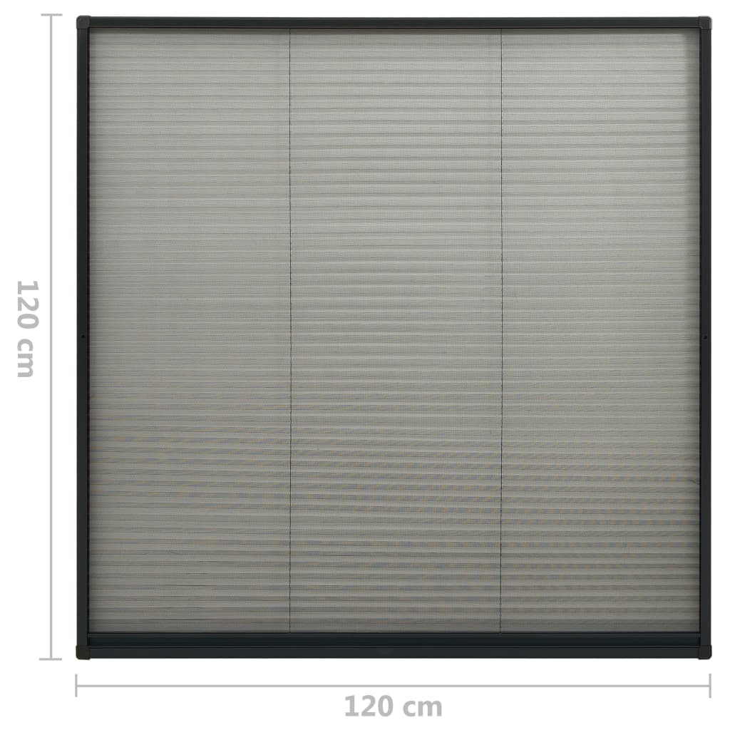 Plisse Insect Screen for Windows Aluminium Anthracite 120x120cm