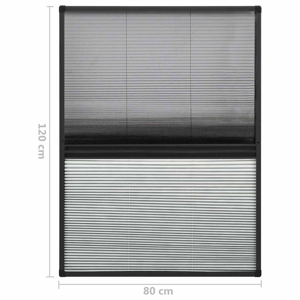 148684 vidaXL Plisse Insect Screen for Windows Aluminium 80x120 cm with Shade