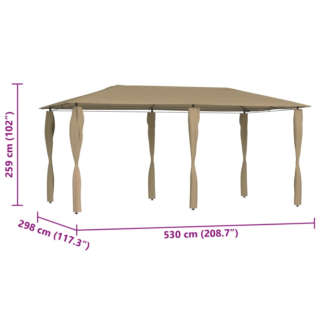 vidaXL Gazebo with Post Covers 3x6x2.6 m Taupe 160 g/m²