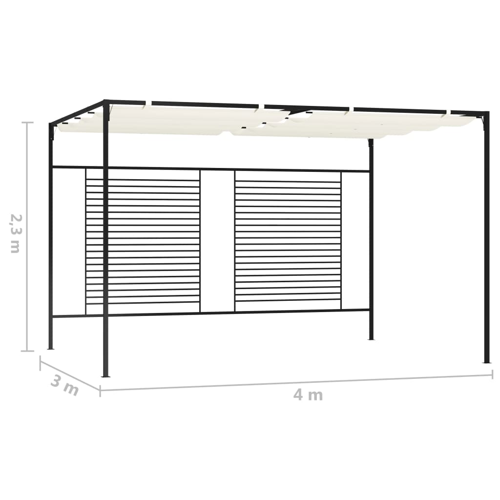 Gazebo with Retractable Roof 3x4x2.3 m Cream 180 g/m²