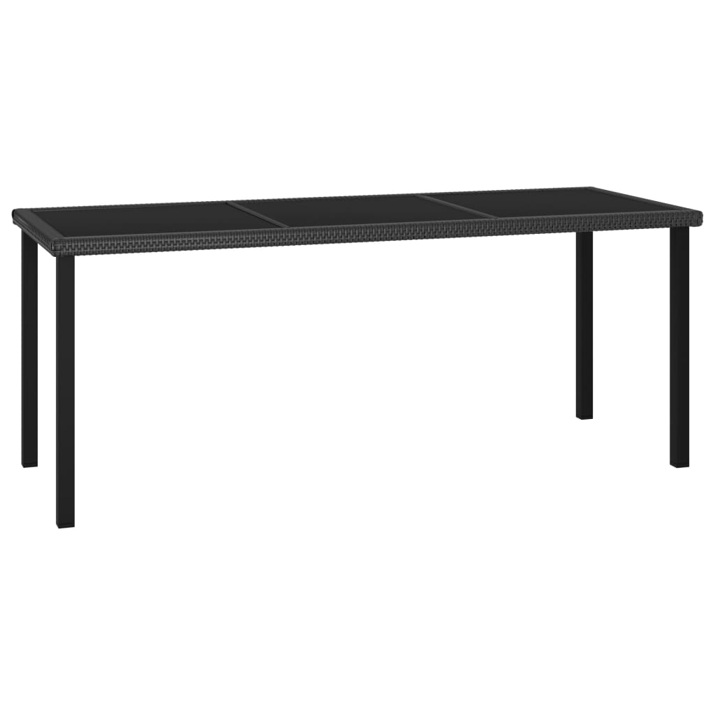 vidaXL Garden Dining Table Black 180x70x73 cm Poly Rattan