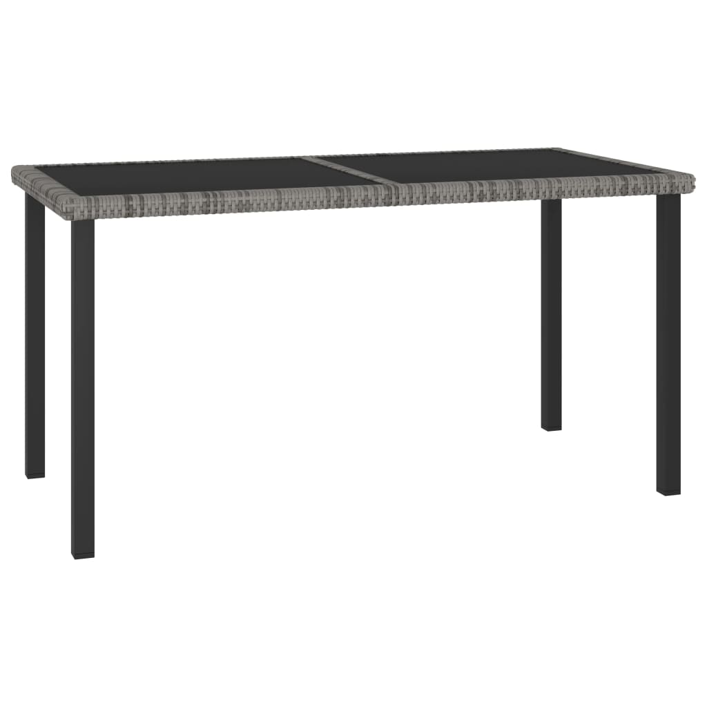 315118 vidaXL Garden Dining Table Grey 140x70x73 cm Poly Rattan