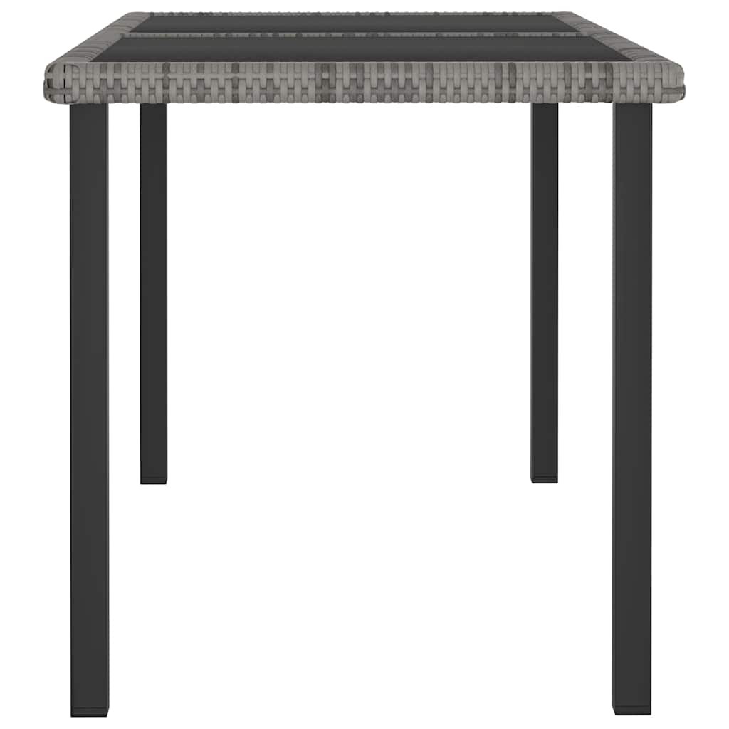 315118 vidaXL Garden Dining Table Grey 140x70x73 cm Poly Rattan