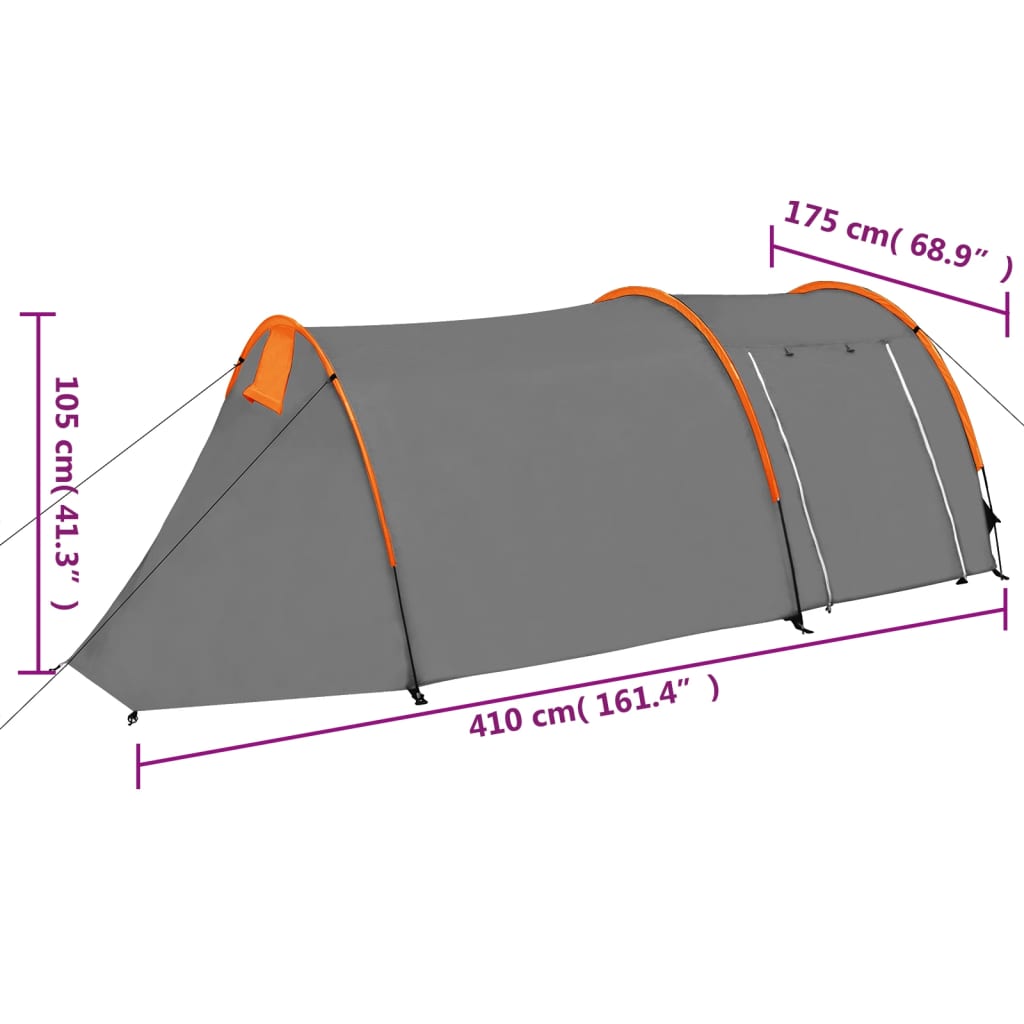 vidaXL Camping Tent 4 Persons Grey and Orange