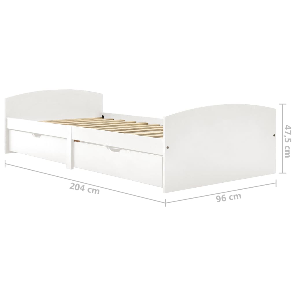 vidaXL Bed Frame with 2 Drawers without Mattress White 90x200 cm