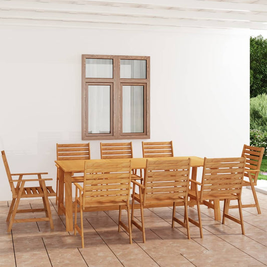 vidaXL 9 Piece Garden Dining Set Solid Acacia Wood