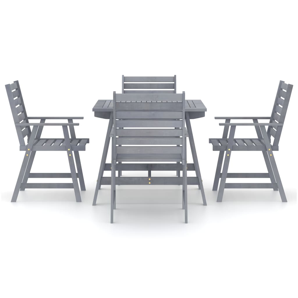 vidaXL 5 Piece Garden Dining Set Grey Solid Acacia Wood