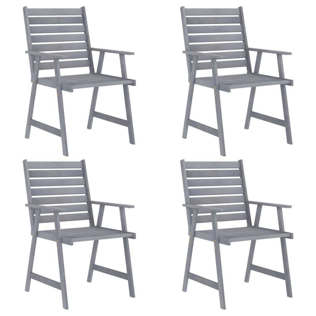 vidaXL 5 Piece Garden Dining Set Grey Solid Acacia Wood