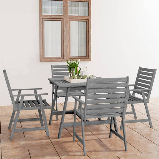 vidaXL 5 Piece Garden Dining Set Grey Solid Acacia Wood