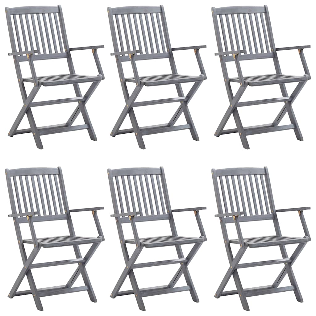 7 Piece Garden Dining Set Solid Acacia Wood Grey