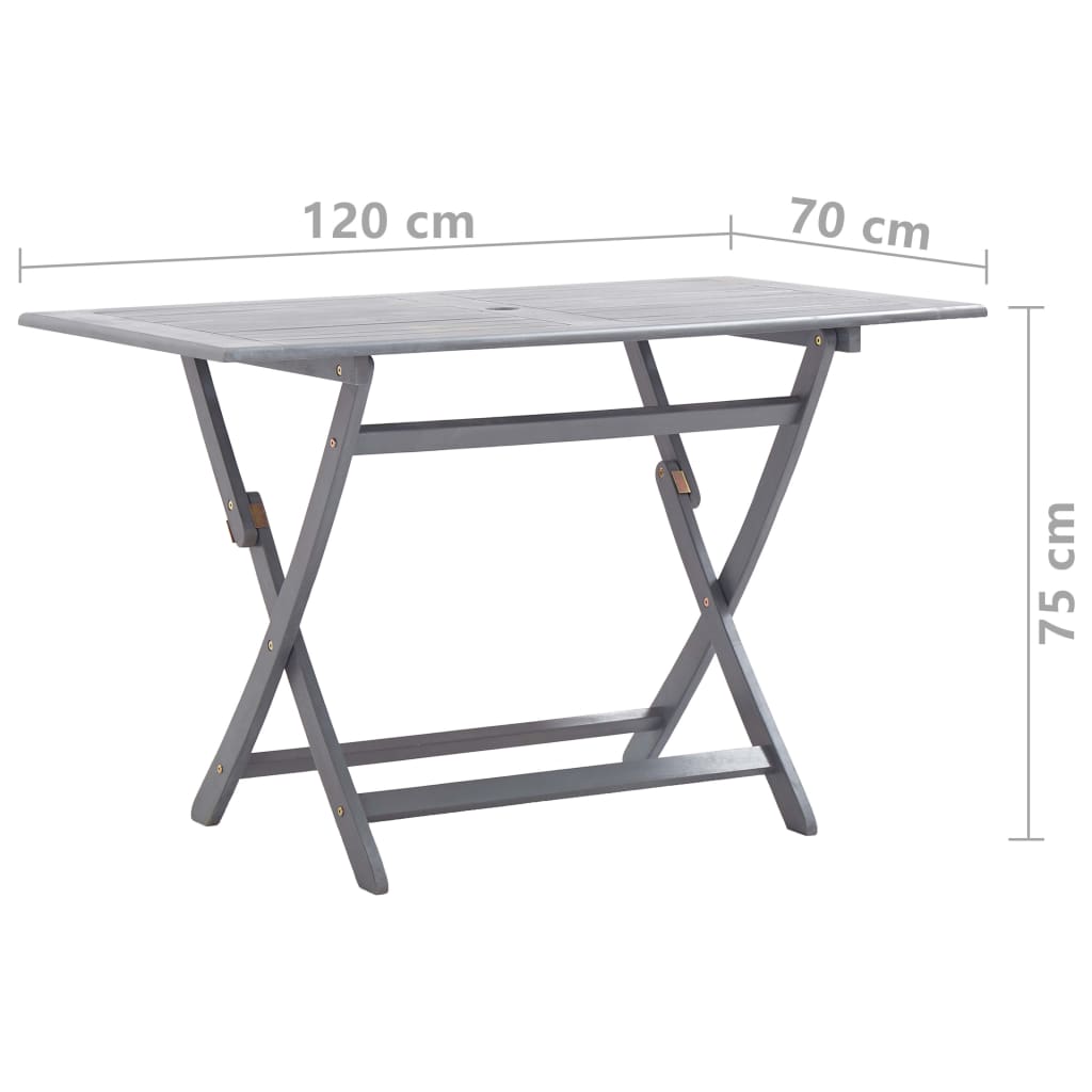 Garden Dining Set | Grey | Solid acacia wood | Medium | Foldable