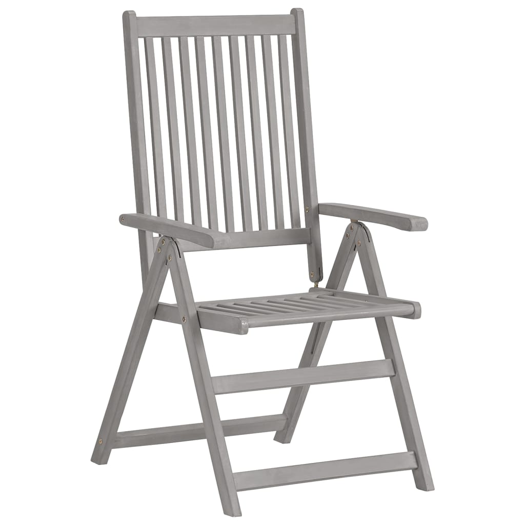 5 Piece Garden Dining Set (150-200)x100cm Solid Acacia Wood Grey