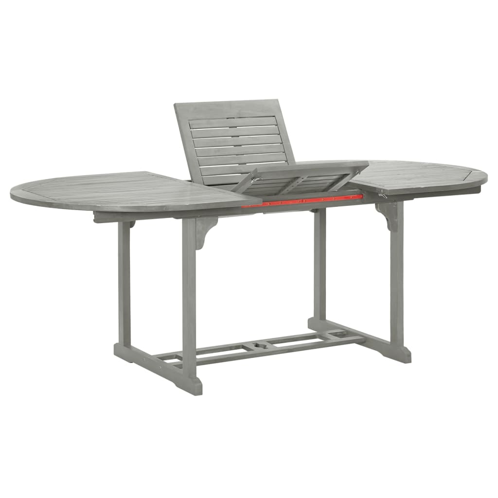 5 Piece Garden Dining Set (150-200)x100cm Solid Acacia Wood Grey
