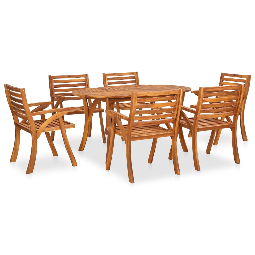 vidaXL 7 Piece Garden Dining Set Solid Acacia Wood