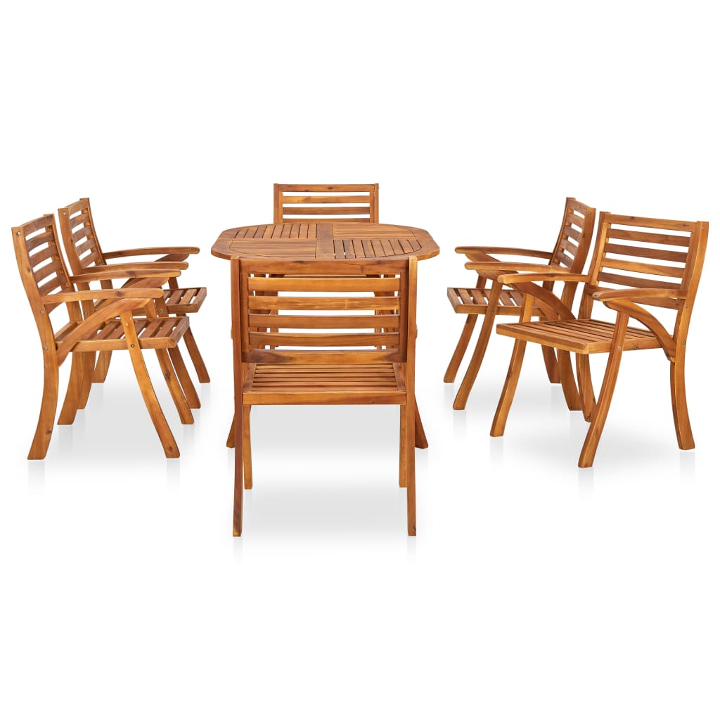 vidaXL 7 Piece Garden Dining Set Solid Acacia Wood