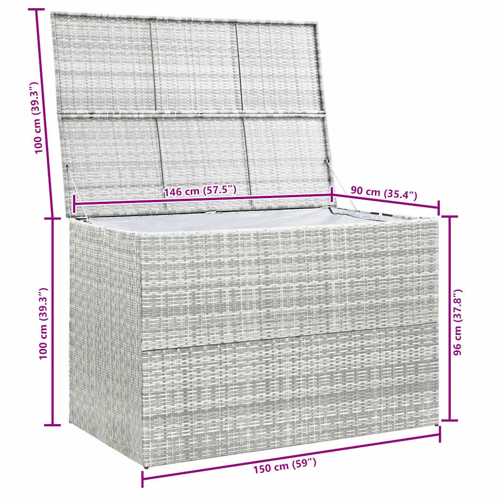Garden Storage Box Light Grey 150x100x100 cm Poly Rattan