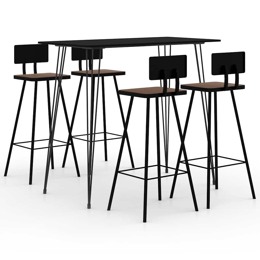 Bar Set | Black | MDF, Metal, Solid reclaimed wood | Large | Footrest