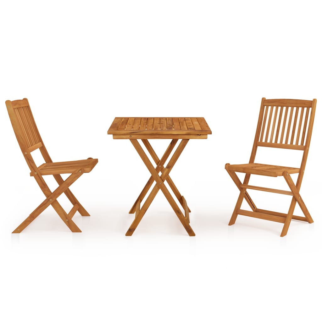 vidaXL 3 Piece Folding Garden Dining Set Solid Acacia Wood