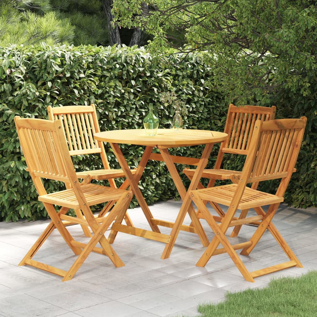 vidaXL 5 Piece Folding Garden Dining Set Solid Acacia Wood